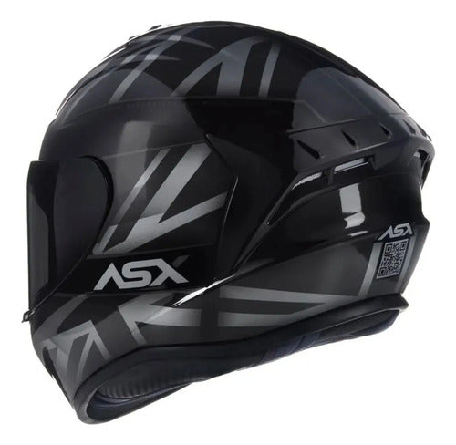 Capacete ASX Draken UK Preto Cinza Fosco