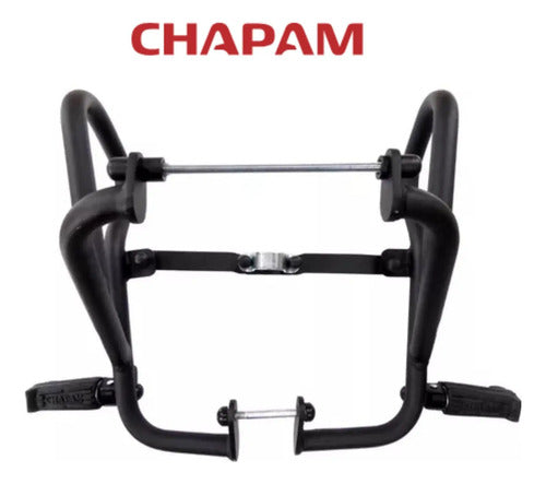 Protetor de Motor com Pedaleira Chapam Yamaha Crosser 150 2014 a 2024 Preto Fosco