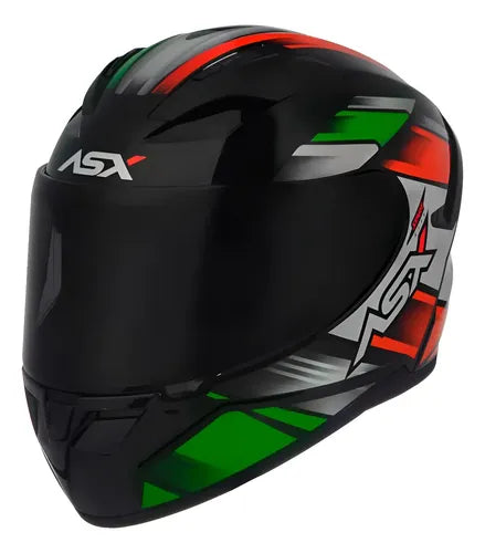 Capacete ASX City Start Branco Vermelho Verde Brilhante