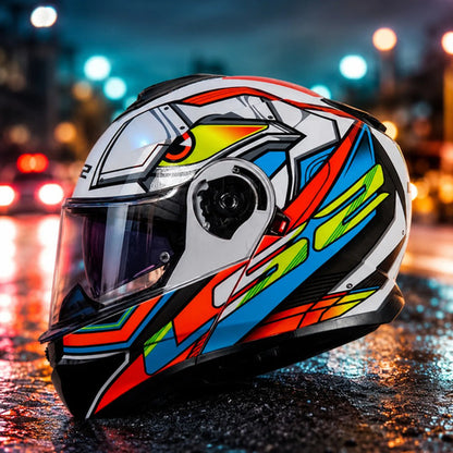 Capacete Escamoteável LS2 FF908 Strobe II Xdron com Óculos Solar Branco Laranja Neon