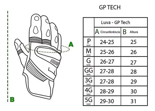 Luva GP Tech Urban Tech Preto Vermelho