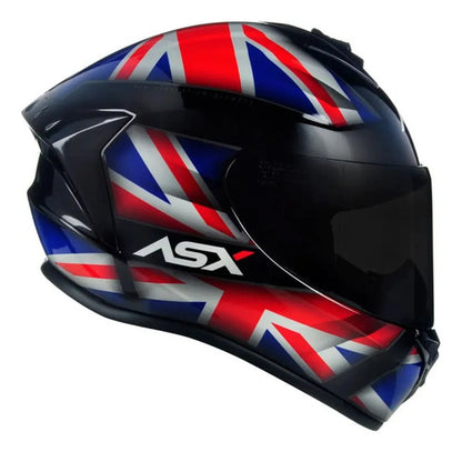Capacete ASX Draken UK Preto Vermelho Azul Brilhante