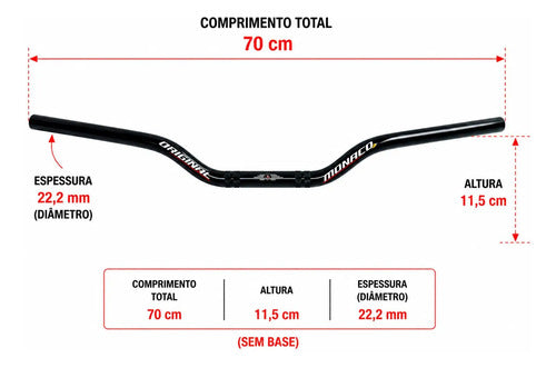 Guidão Monaco Yamaha Fazer 250 2006 em diante Preto Brilhante