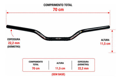 Guidão Monaco Yamaha Fazer 250 2006 em diante Preto Brilhante
