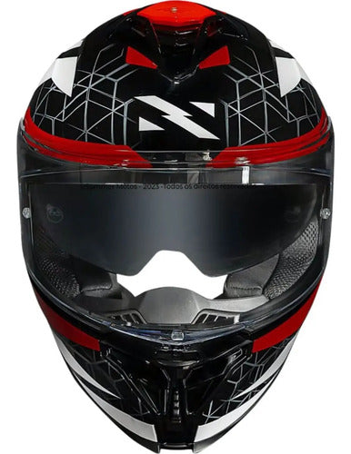 Capacete Norisk Strada II Evoque com Óculos Solar Preto Branco Vermelho Brilhante