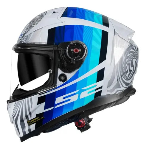 Capacete LS2 FF811 Vector II Freedom com Óculos Solar Interno Branco Prata Brilhante