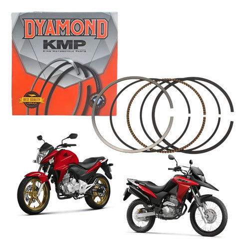 Jogo de Anéis do Pistão KMP Dyamond Honda Xre 300 2009 a 2023 Cb 300r 2009 a 2015 0,75