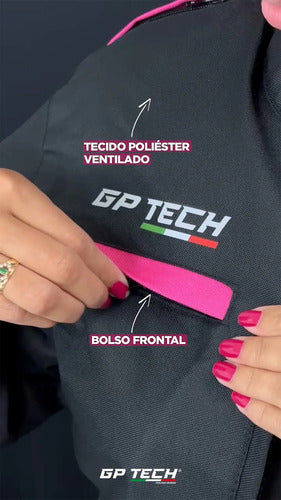 Jaqueta GP Tech Essence Air Ventilada com Proteção Feminina Preto Rosa