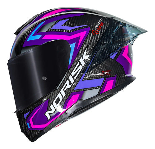 Capacete Norisk Carbon R Spot com 2 Viseiras e Spoiler Roxo Rosa