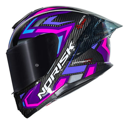 Capacete Norisk Carbon R Spot com 2 Viseiras e Spoiler Roxo Rosa