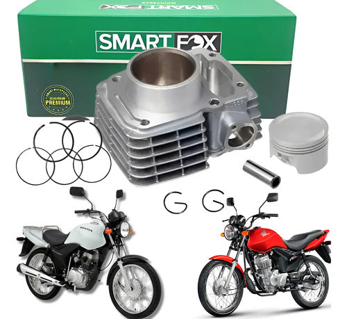 Kit Cilindro Pistão e Anéis Smartfox Honda Cg 125 Fan Cargo 2009 a 2013