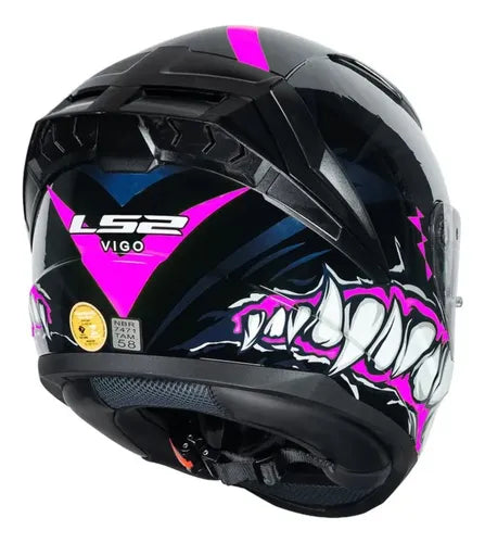 Capacete LS2 FF810 Vigo Sarbul Preto Rosa Brilhante