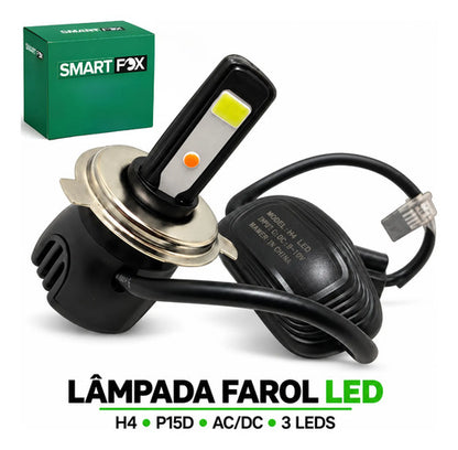 Lâmpada do Farol H4 LED com Reator Smartfox Honda Pop Biz 100 Biz 125 Pop 110i Biz 110i P15D AC/DC