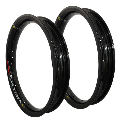 Par de Aros de Roda Aero Monaco Honda Cg 125 150 160 Titan Fan Start 18x60 e 18x70 Preto Brilhante