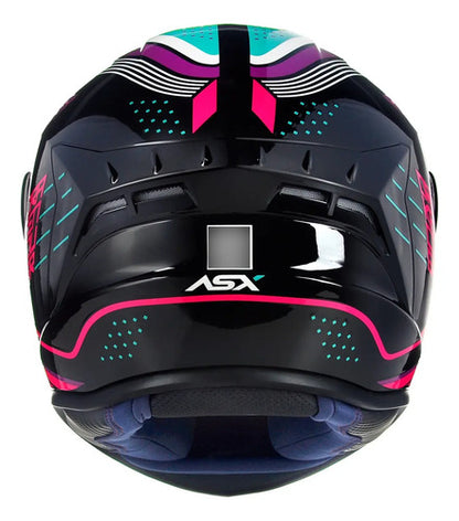 Capacete ASX Draken Cougar Preto Rosa Azul Brilhante