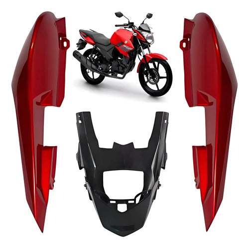 Rabeta Lateral Completa Paramotos Yamaha Fazer 150 2014 a 2024 Vermelho Metálico