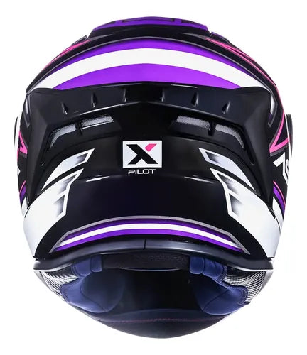 Capacete ASX Draken Pilot Preto Lilás Rosa Brilhante
