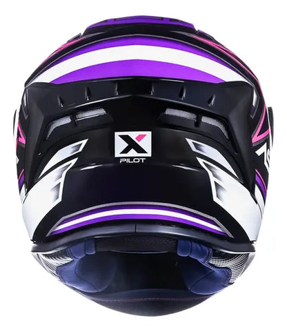 Capacete ASX Draken Pilot Preto Lilás Rosa Brilhante