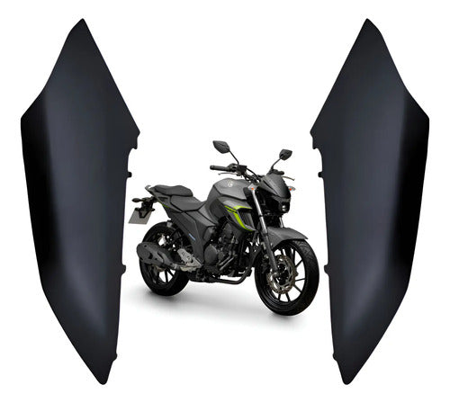 Par de Guias de Ar Abas do Tanque Superiores Paramotos Yamaha Fazer Fz25 250 2022 a 2024 Preto Fosco