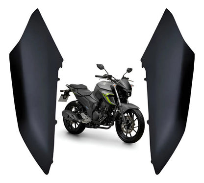 Par de Guias de Ar Abas do Tanque Superiores Paramotos Yamaha Fazer Fz25 250 2022 a 2024 Preto Fosco
