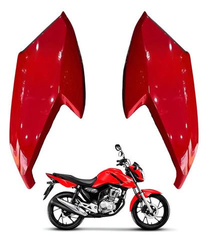 Par de Aletas Abas do Tanque Paramotos Honda Cg 160 Fan Start 2022 a 2024 Vermelho