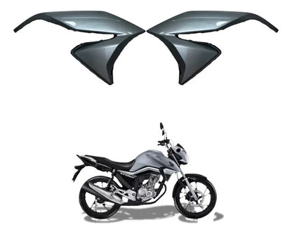 Par de Aletas Abas do Tanque Paramotos Honda Cg 160 Titan 2022 a 2024 Prata Ibiúna Metálico