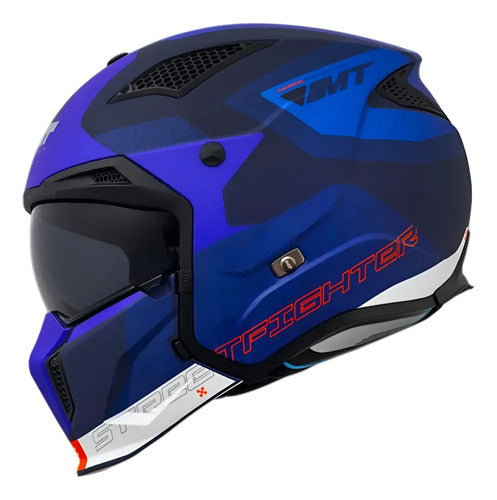 Capacete MT Helmets Streetfighter SV Totem com Óculos Solar Interno Azul Fosco Tamanho 58