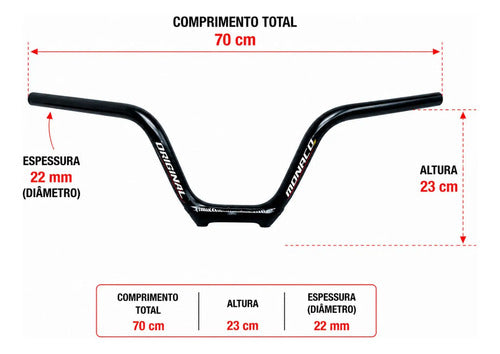 Guidão Monaco Honda Pop 100 Pop 110i Preto Brilhante