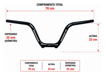 Guidão Monaco Honda Pop 100 Pop 110i Preto Brilhante