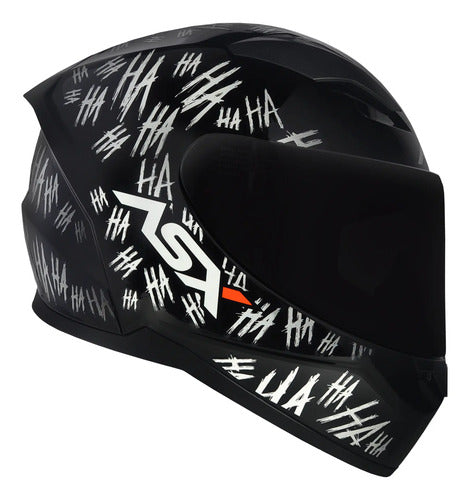 Capacete ASX City Fun Preto Branco Brilhante