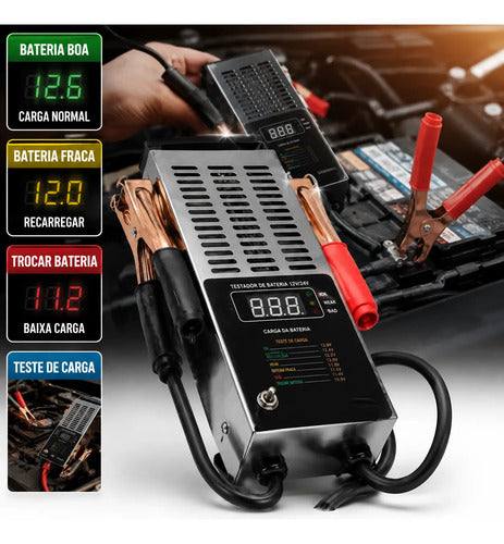 Testador de Bateria Digital com Display LED Magnetron Universal Carga de 100A