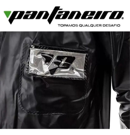 Capa de Chuva Conjunto Pantaneiro Tornado PVC com Gola e Bolso Preto