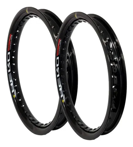 Par de Aros de Roda Aero Slim Monaco Yamaha Lander Ténéré 250 2.15x21 e 2.50x18 Preto Brilhante