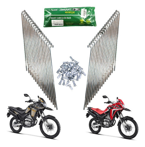 Jogo de Raios Traseiro Smartfox Honda Xre 300 2009 em diante 4 mm Cromado