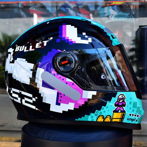 Capacete LS2 FF358 Bullet Preto Azul Brilhante