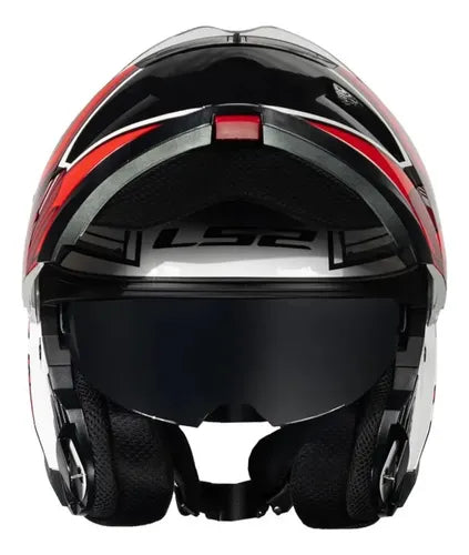 Capacete Escamoteável LS2 FF908 Strobe II Xdron com Óculos Solar Branco Vermelho