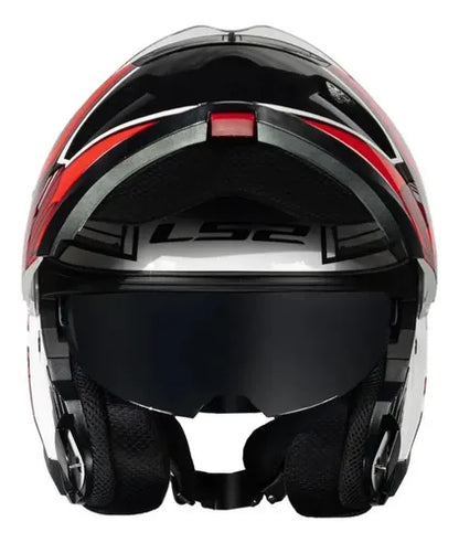 Capacete Escamoteável LS2 FF908 Strobe II Xdron com Óculos Solar Branco Vermelho
