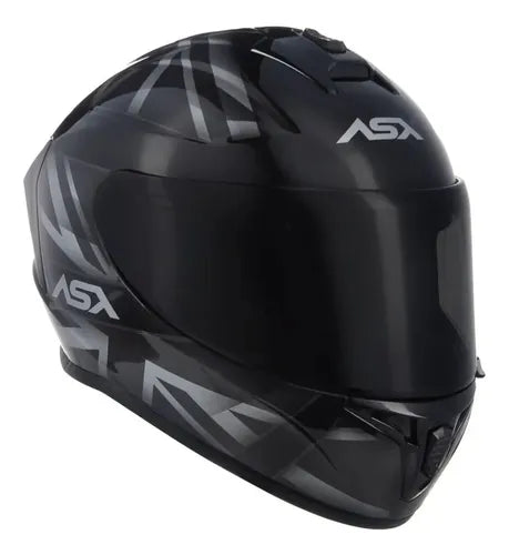 Capacete ASX Draken UK Preto Cinza Fosco