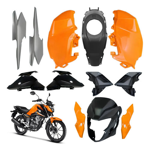 Kit Carenagem Completo Paramotos Honda Cg 160 Titan 2025 em diante Laranja Perolizado