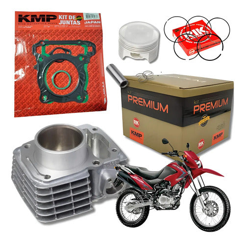 Kit Cilindro Pistão e Anéis KMP Honda Cg 150 Titan Fan 2004 a 2015 Bros 150 2003 a 2015 220 cc