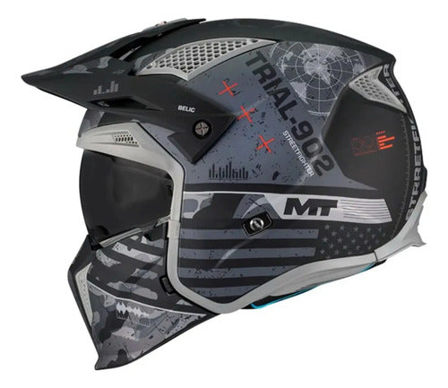 Capacete MT Helmets Streetfighter SV S Belic com Óculos Solar Interno Cinza Fosco