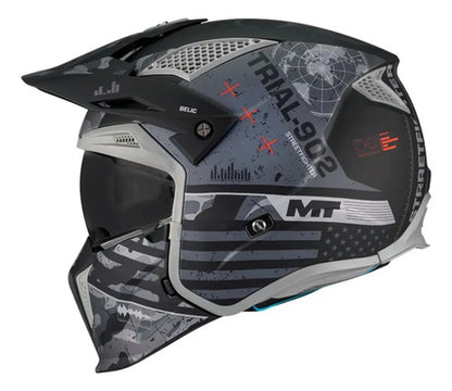 Capacete MT Helmets Streetfighter SV S Belic com Óculos Solar Interno Cinza Fosco