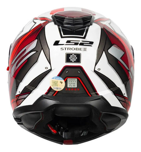 Capacete Escamoteável LS2 FF908 Strobe II Xdron com Óculos Solar Branco Vermelho