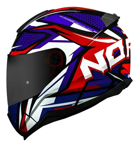 Capacete Norisk Razor Sharp com Spoiler Azul Vermelho Brilhante