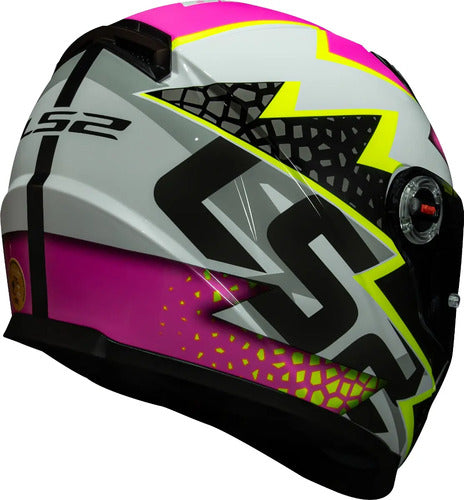 Capacete LS2 FF358 Speedy Branco Rosa Brilhante