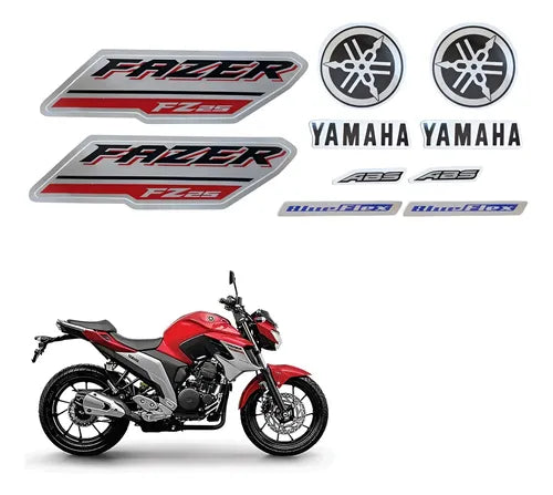 Kit Adesivos JS Yamaha Fazer Fz25 250 2018 a 2020 Vermelho
