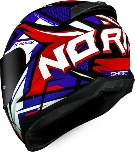 Capacete Norisk Razor Sharp com Spoiler Azul Vermelho Brilhante