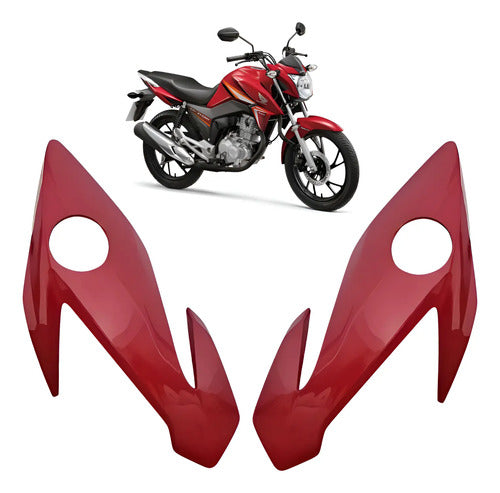 Par de Carenagens Laterais do Farol Paramotos Honda Cg 160 Titan 2016 a 2021 Vermelho Guarau