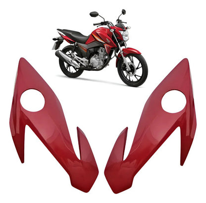 Par de Carenagens Laterais do Farol Paramotos Honda Cg 160 Titan 2016 a 2021 Vermelho Guarau