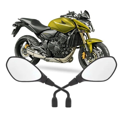 Par de Retrovisores GVS RVG Haste Fixa Universal Rosca Honda Lente Convexa
